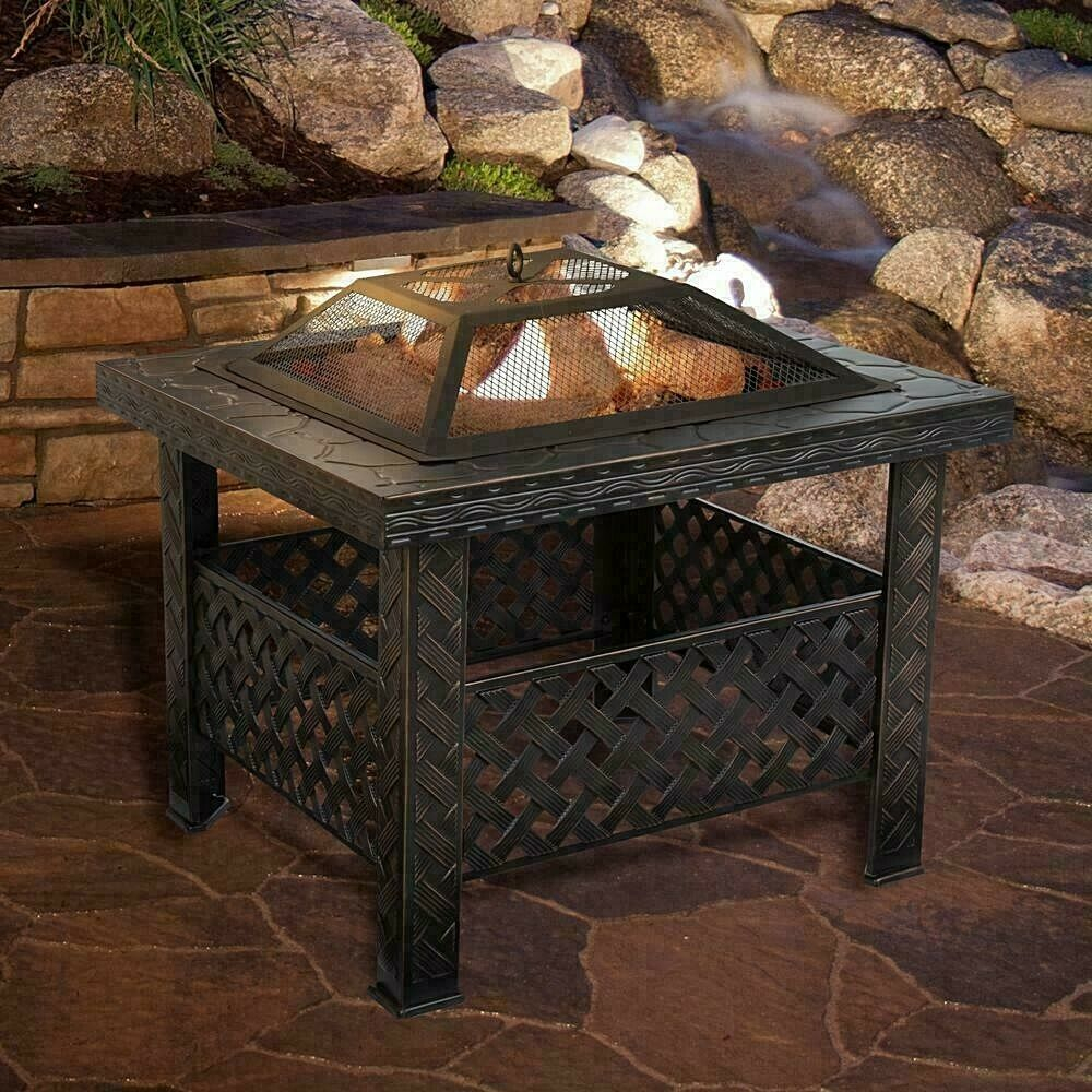 Effect Bronze Square Large Stove Burner Log Heater Patio Pit within dimensions 1000 X 1000