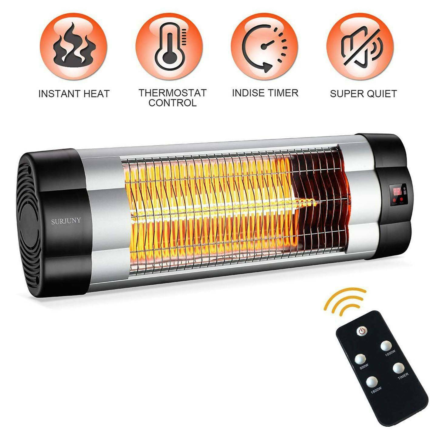Electric Wall Mounted Indooroutdoor Infrared Patio Heater With Lcd Display regarding sizing 1417 X 1417