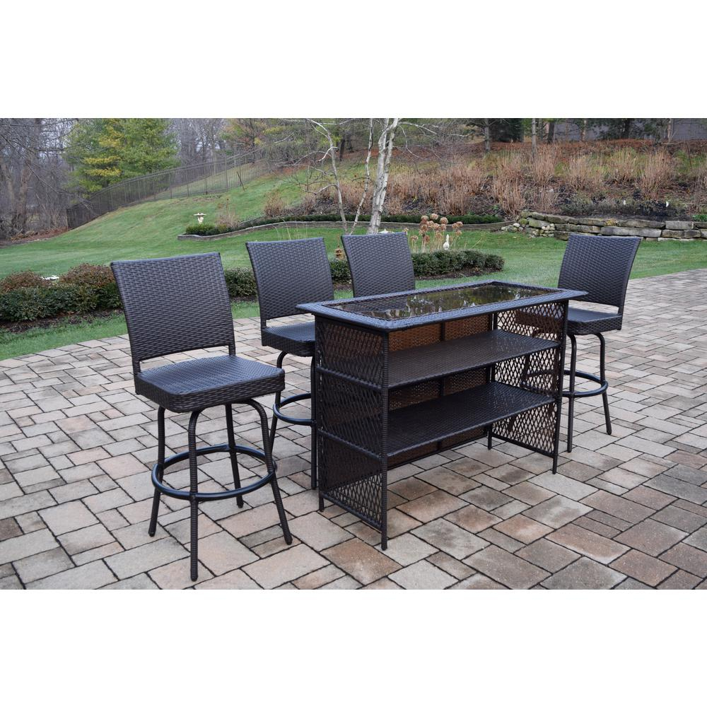 Elite 5 Piece Wicker Outdoor Bar Height Dining Set within size 1000 X 1000