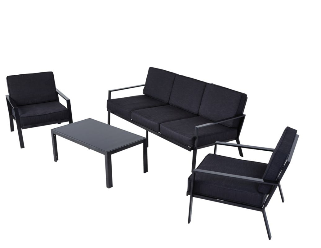 Evesham 4 Piece Sofa Set With 3 Seat Sofa Charcoal for size 1035 X 800