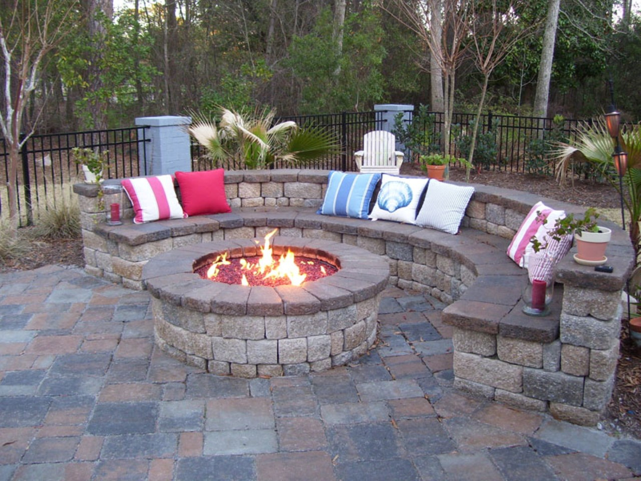 Fire Pit Fence Patio Backyard Exterior Near Stone Bench with regard to dimensions 1280 X 960