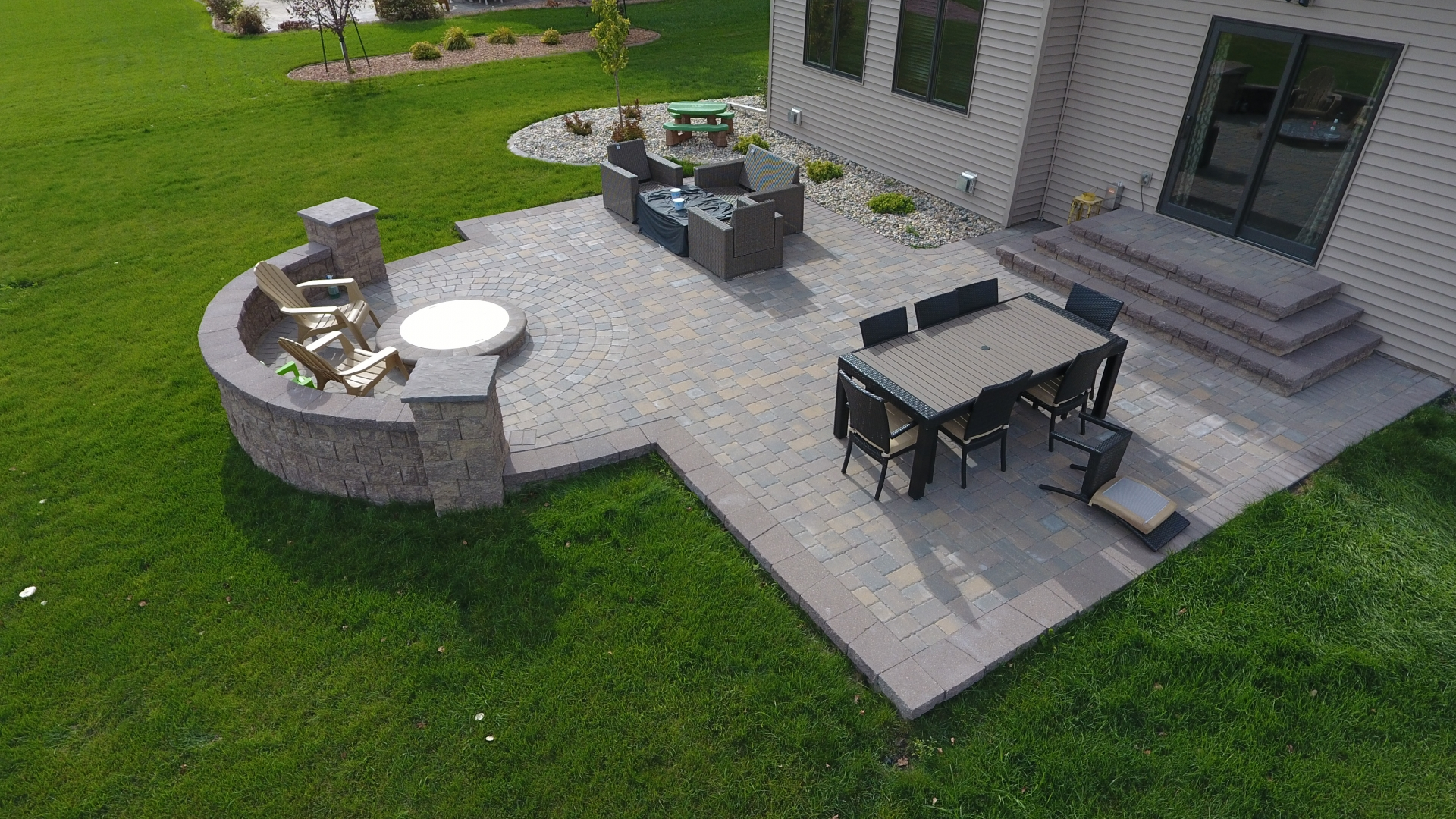 Fire Pit Landscape Patio Backyard With Seat Wall And Paver for size 1920 X 1080