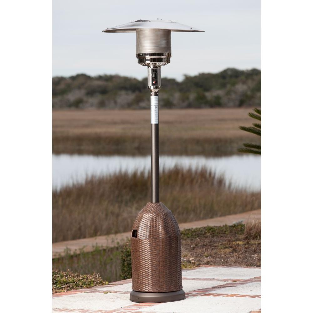 Fire Sense 46000 Btu Mocha Propane Gas Patio Heater With All Weather Wicker Tank Cover for dimensions 1000 X 1000