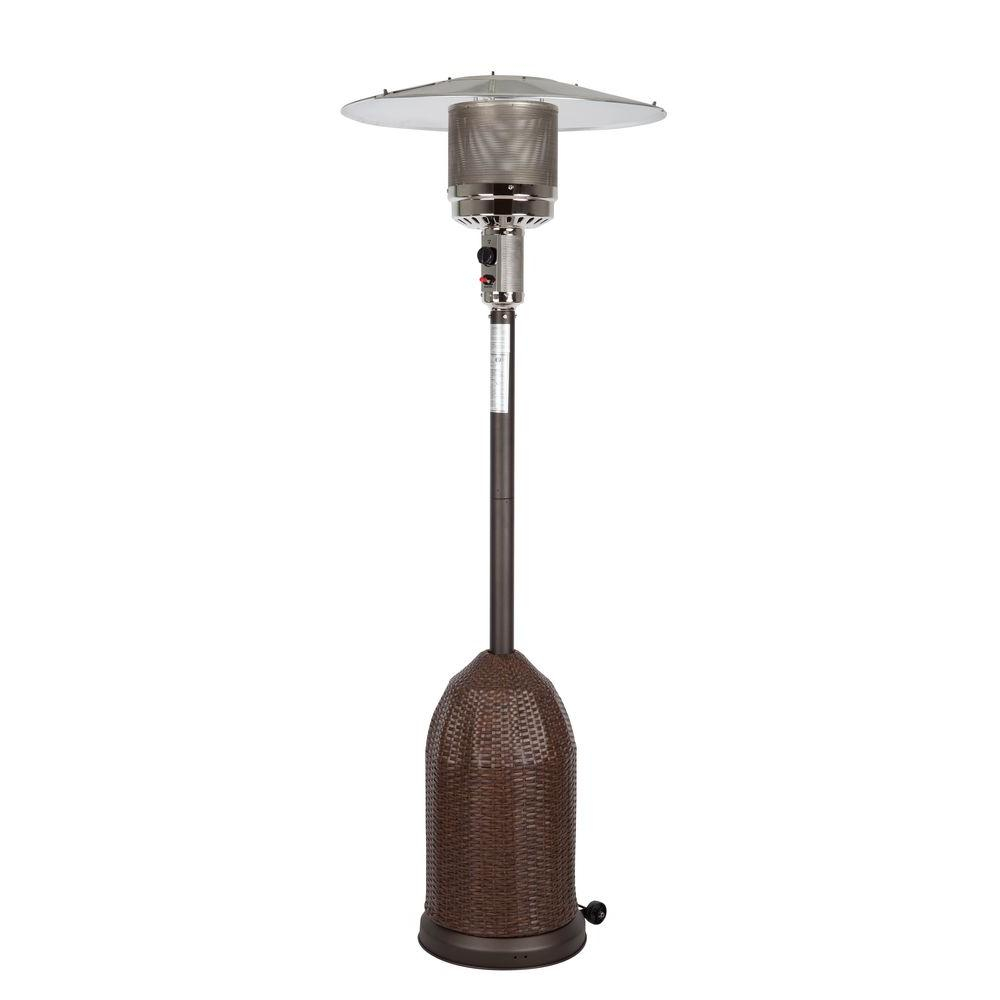 Fire Sense 46000 Btu Mocha Propane Gas Patio Heater With All Weather Wicker Tank Cover intended for proportions 1000 X 1000