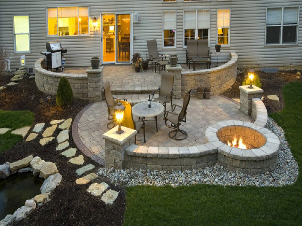 Flagstone Patio With Fire Pits Size 1280x960 Patio With with measurements 1280 X 960