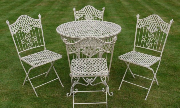 French Ornate Cream Wrought Iron Metal Garden Table And inside proportions 1440 X 1080