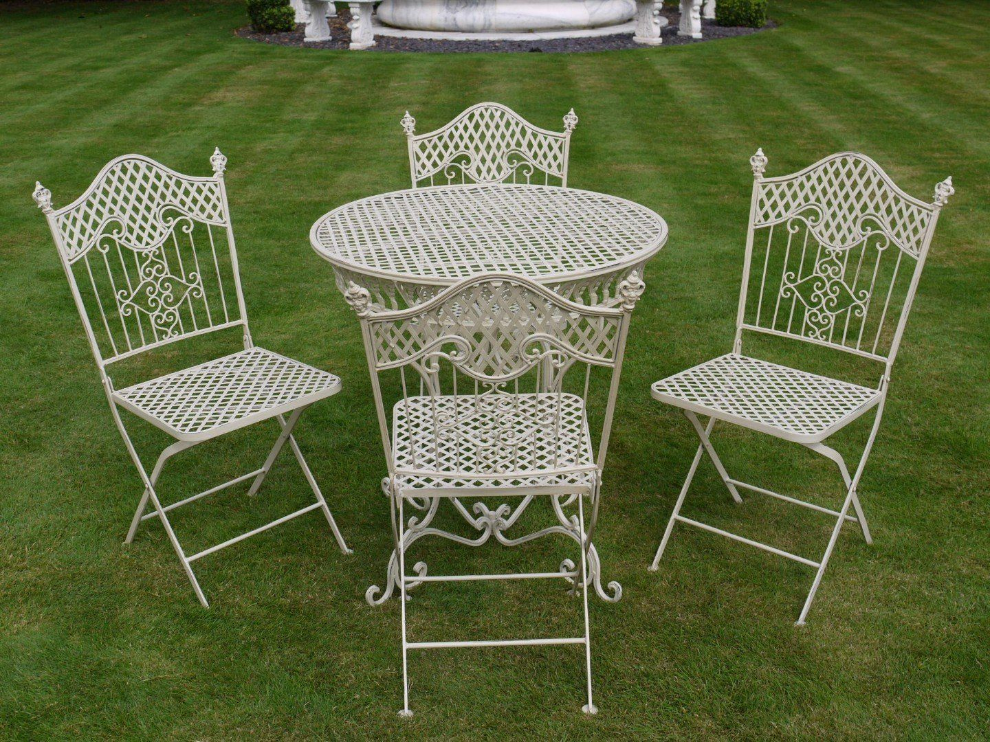 French Ornate Cream Wrought Iron Metal Garden Table And intended for proportions 1440 X 1080