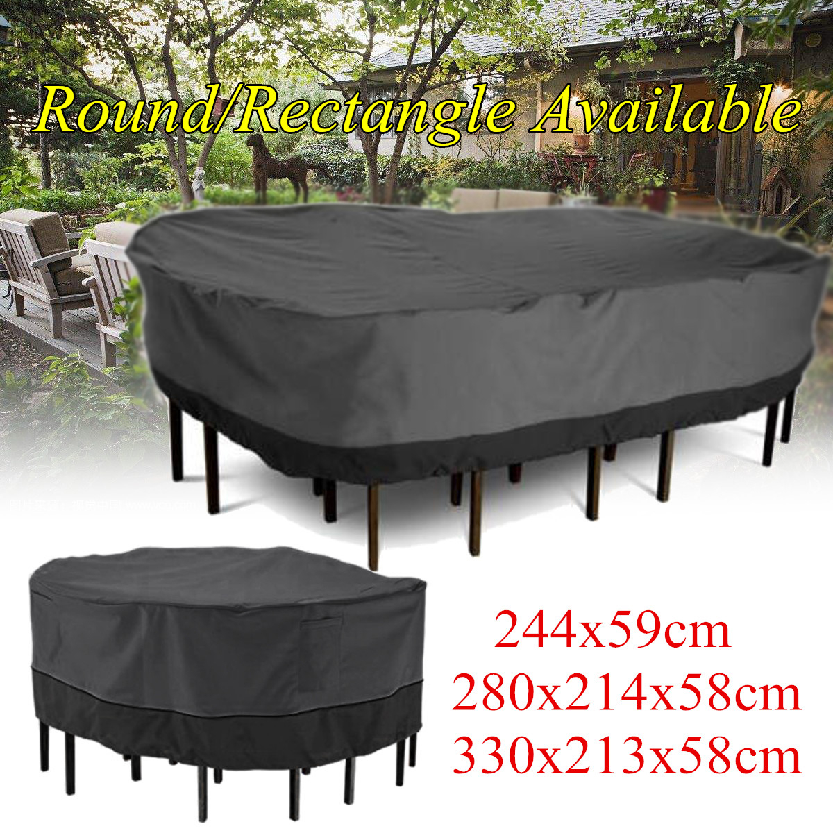 Garden Patio Furniture Cover Black Polyester Table pertaining to size 1200 X 1200