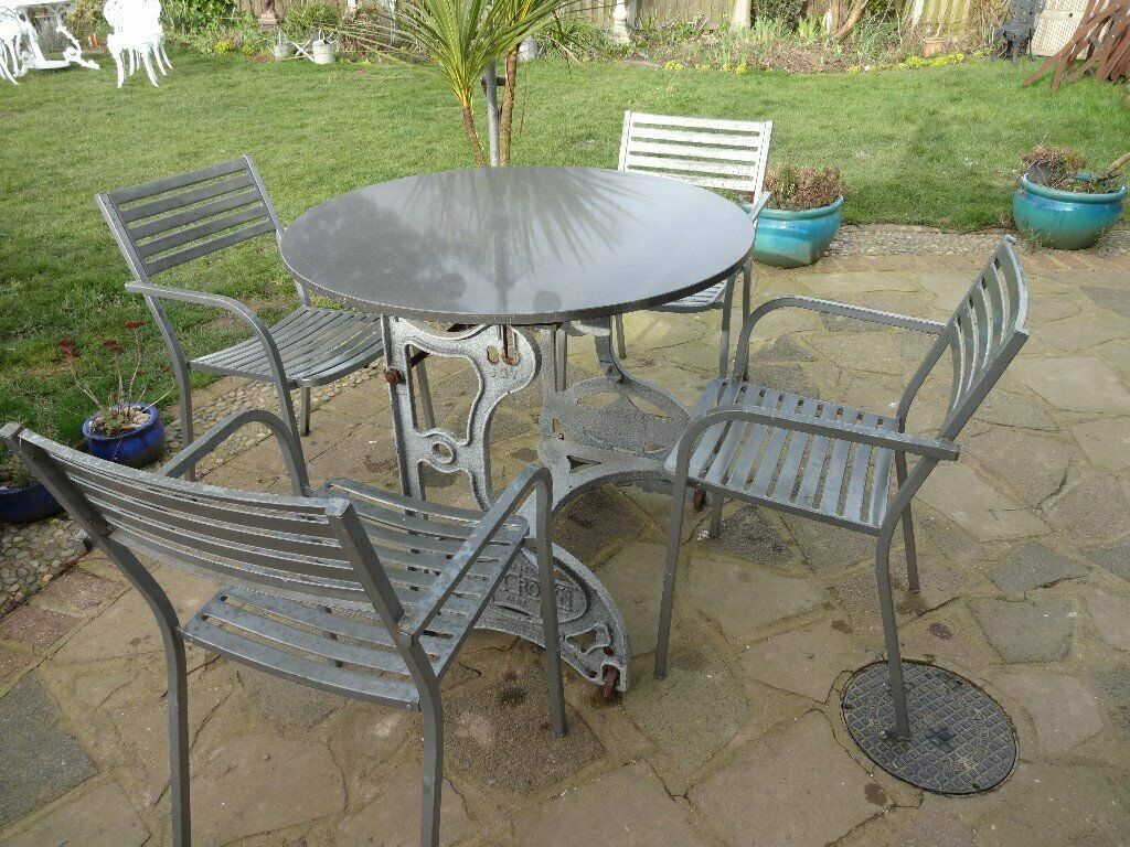 Garden Patio Set Cast Iron Base With Granite Top With 4 Aluminium Chairs In Chelmsford Essex Gumtree with proportions 1024 X 768