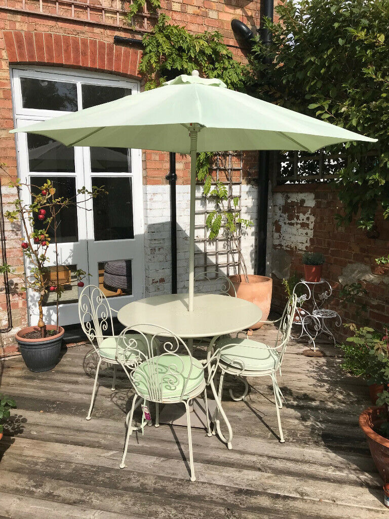 Garden Patio Table Bistro Set With 4 Chairs And Parasol Pale Green From Argos In Bedford Bedfordshire Gumtree with regard to dimensions 768 X 1024