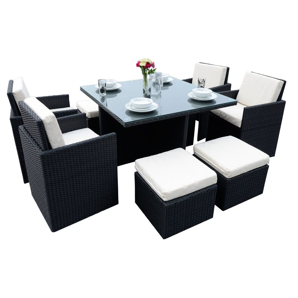 Gorgeous Black Poly Rattan Cube Garden Set Azuma intended for size 1000 X 1000