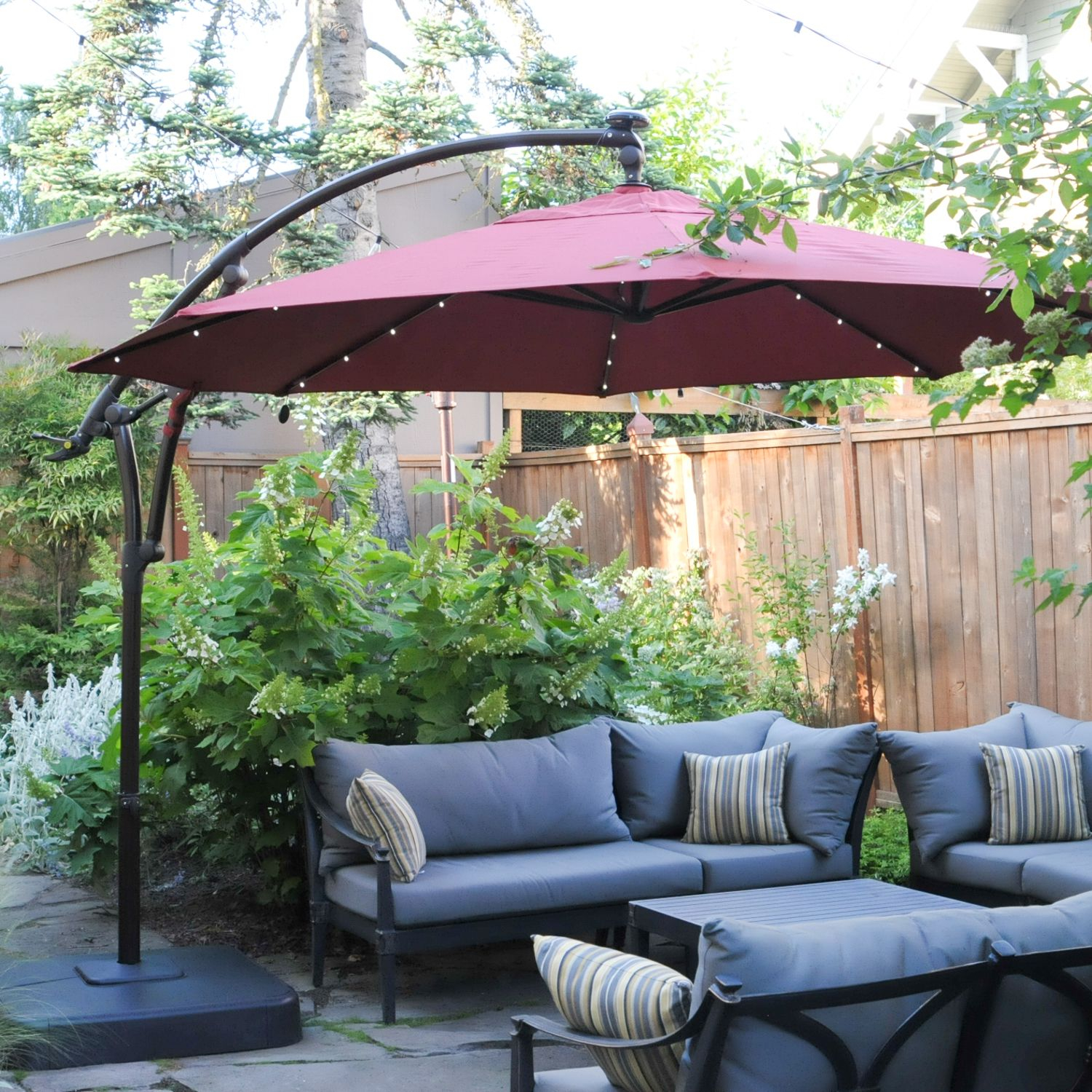 Hampton Bay 11 Ft Led Offset Solar Umbrella Review inside measurements 1500 X 1500