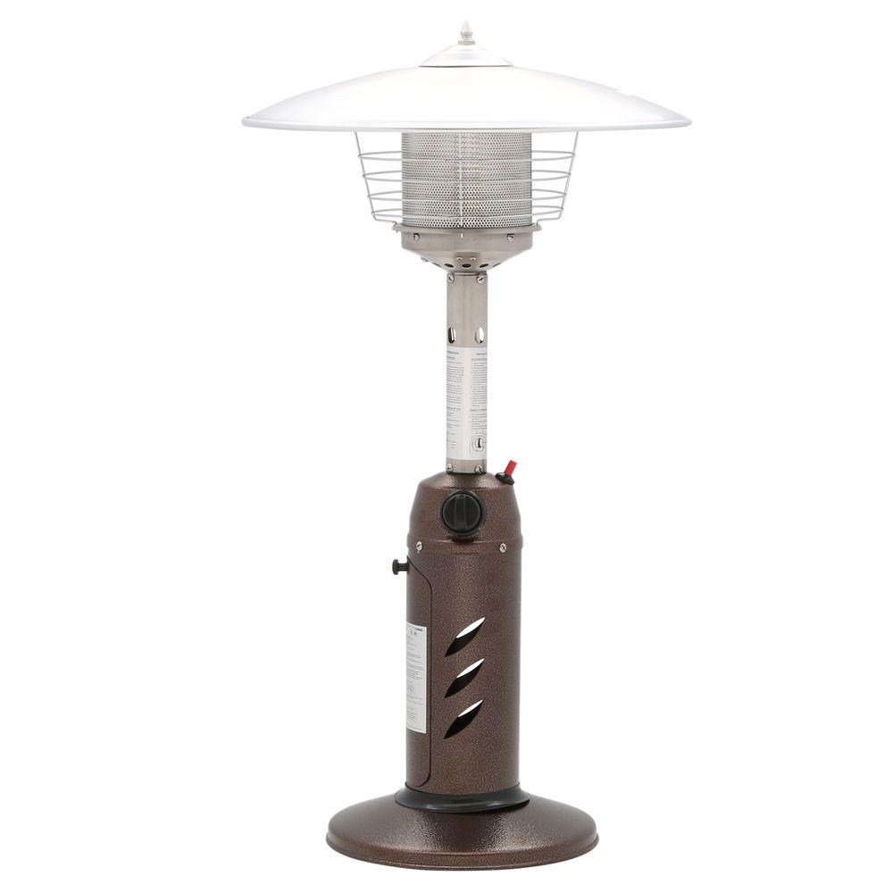 Hampton Bay 11000 Btu Powder Coated Bronze Tabletop Propane Patio Heater for size 1000 X 1000