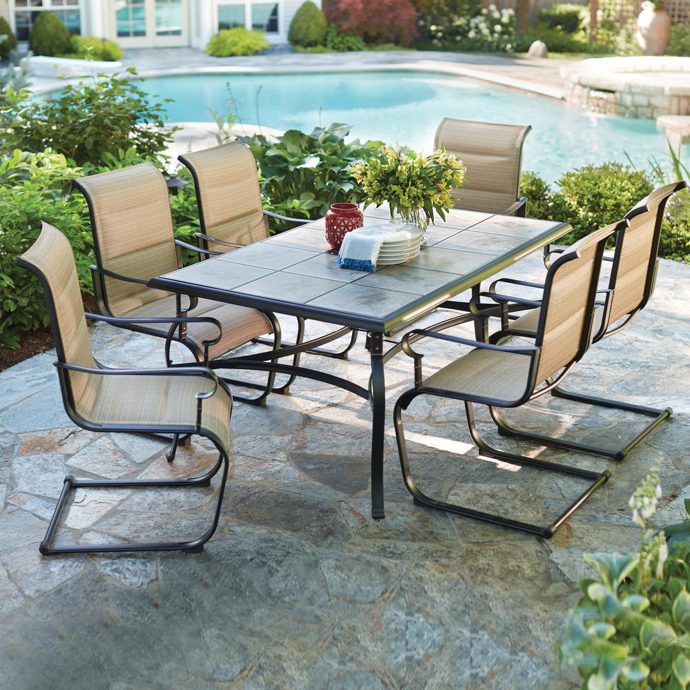 Hampton Bay Belleville 7 Piece Padded Sling Outdoor Dining Set for sizing 1000 X 1000