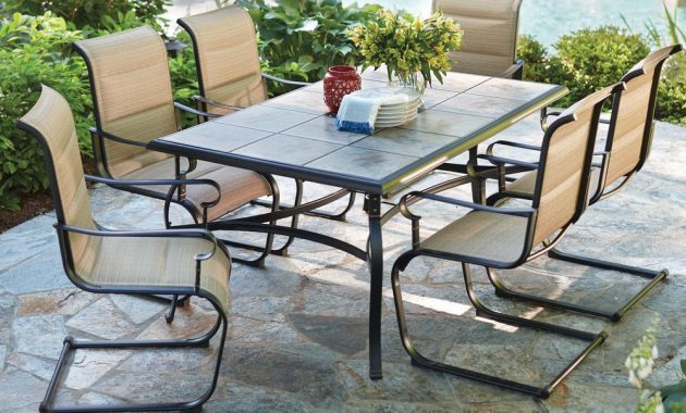 Hampton Bay Belleville 7 Piece Padded Sling Outdoor Dining Set pertaining to size 1000 X 1000