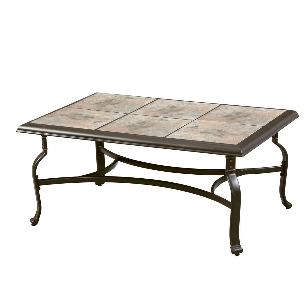 Hampton Bay Belleville Tile Top Patio Coffee Table Cement with regard to proportions 1000 X 1000