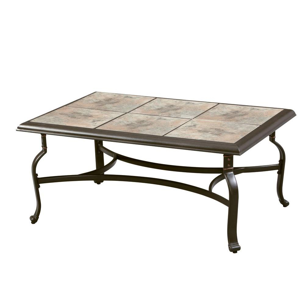 Hampton Bay Belleville Tile Top Patio Coffee Table Cement within sizing 1000 X 1000