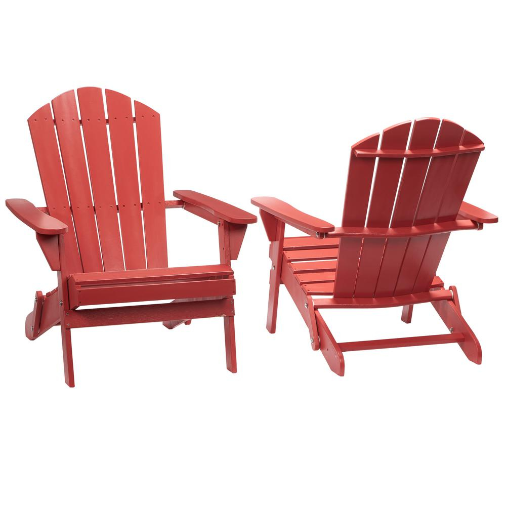 Hampton Bay Chili Red Folding Outdoor Adirondack Chair 2 Pack pertaining to proportions 1000 X 1000