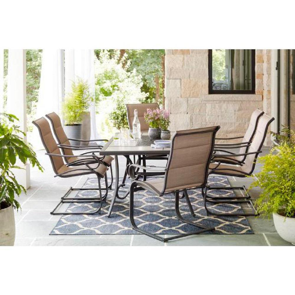 Hampton Bay Crestridge 7 Piece Steel Padded Sling Outdoor Patio Dining Set In Putty Taupe in sizing 1000 X 1000