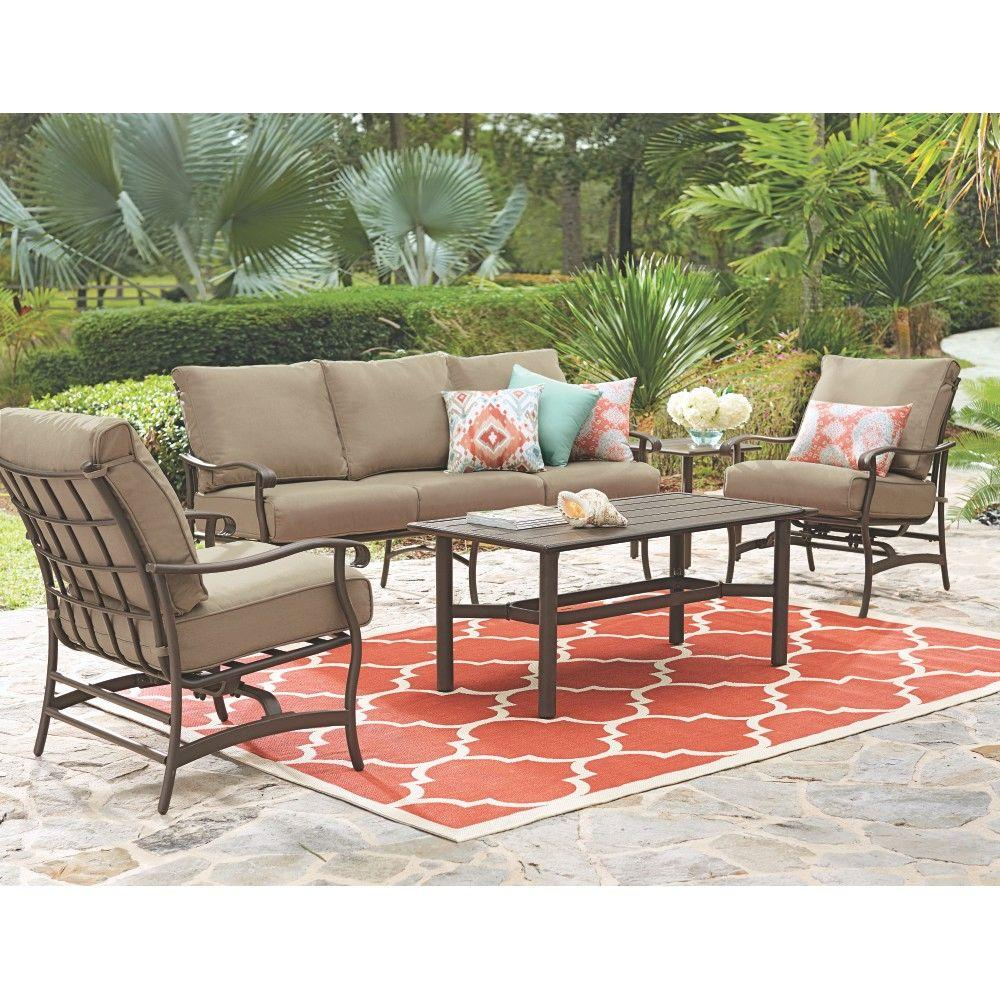 Hampton Bay Mill Valley 4 Piece Patio Sectional Set With pertaining to measurements 1000 X 1000
