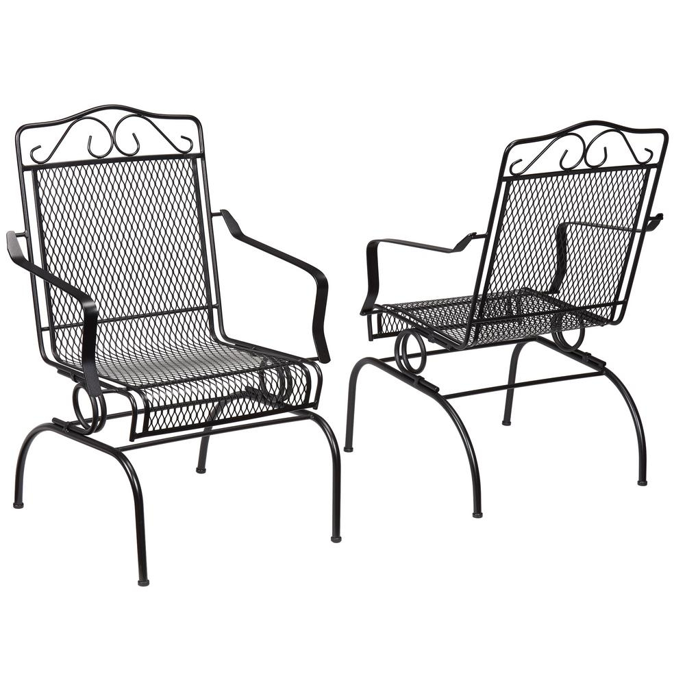 Hampton Bay Nantucket Rocking Metal Outdoor Dining Chair 2 Pack in dimensions 1000 X 1000