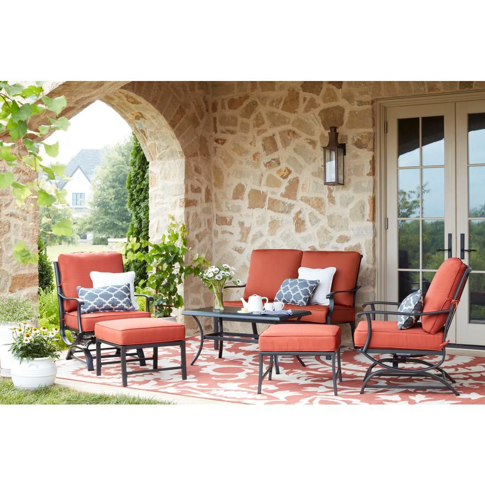 Hampton Bay Redwood Valley 6 Piece Patio Deep Seating Set pertaining to sizing 1000 X 1000