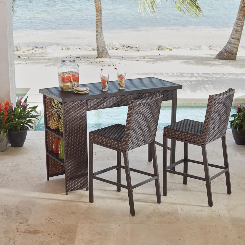 Hampton Bay Rehoboth 3 Piece Wicker Outdoor Bar Height Dining Set regarding proportions 1000 X 1000