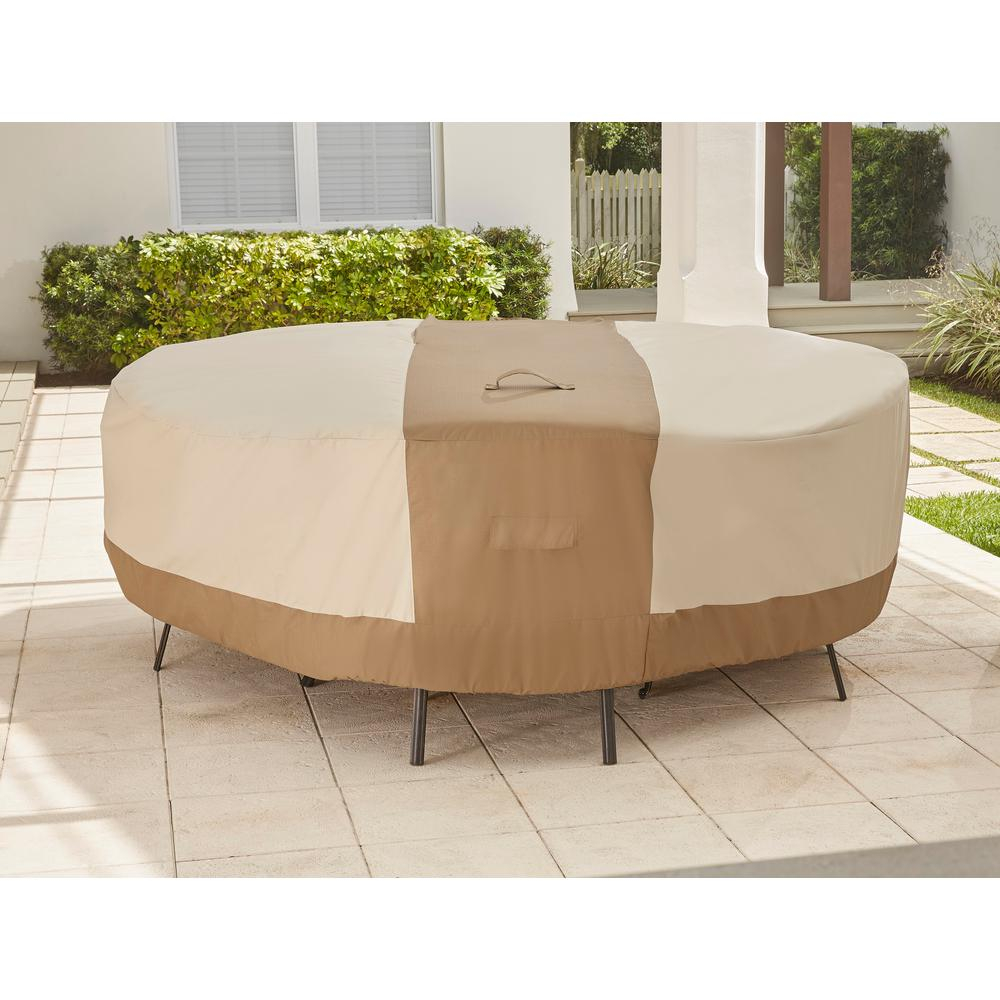 Hampton Bay Round Table Outdoor Patio With Chair Cover in proportions 1000 X 1000