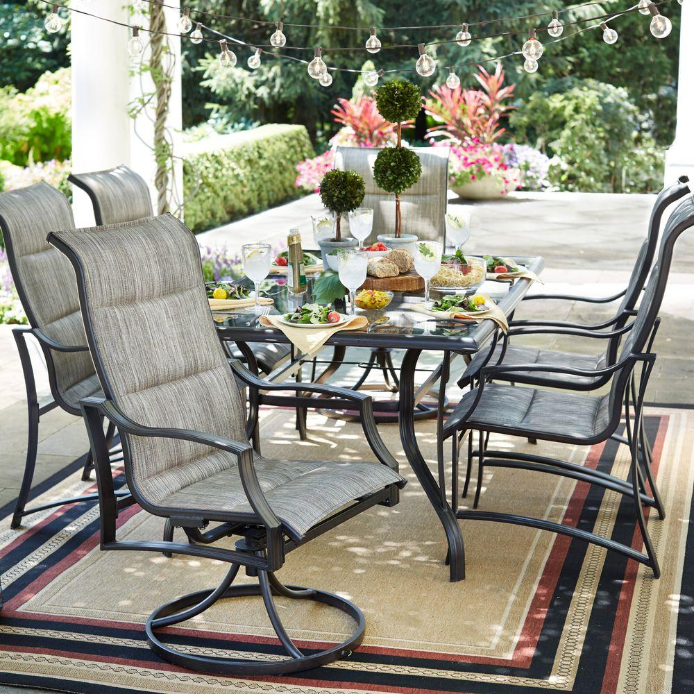 Hampton Bay Statesville 7 Piece Padded Sling Patio Dining Set throughout size 1000 X 1000