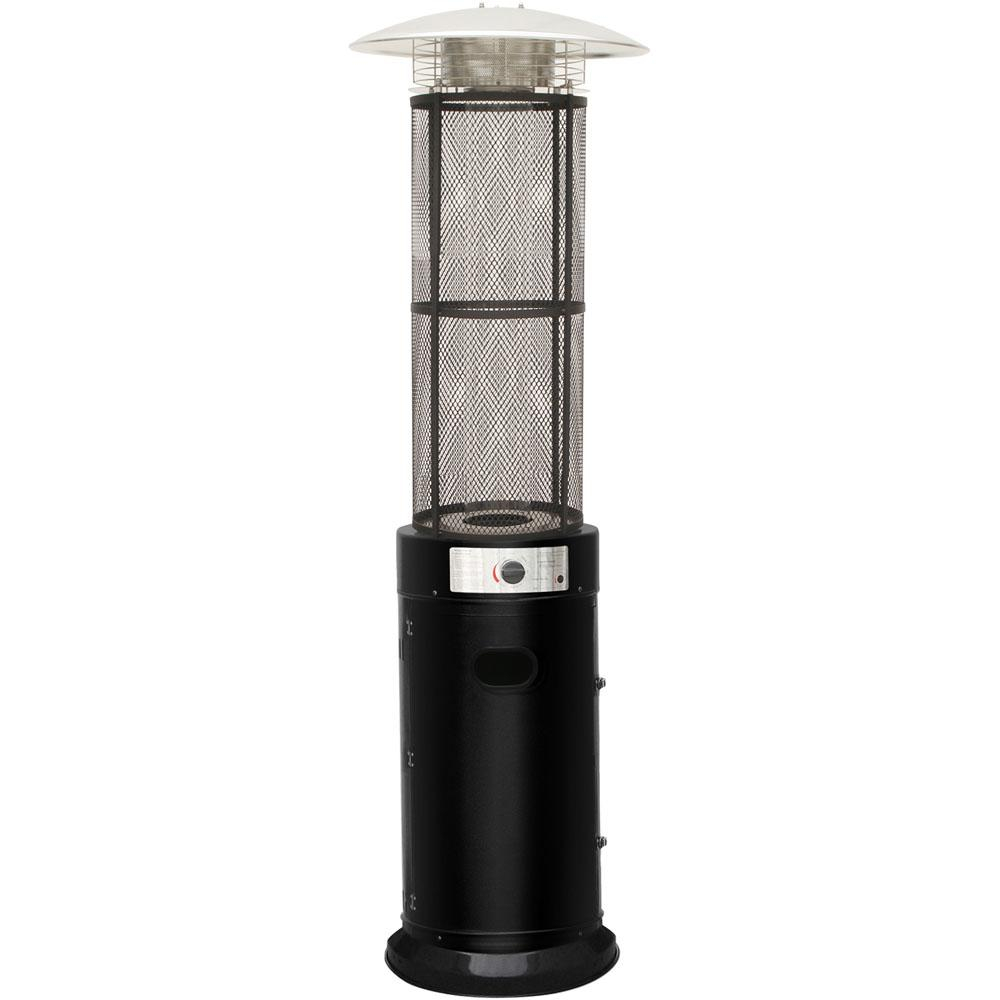 Hanover 6 Ft 34000 Btu Black Cylinder Patio Heater With Glass Flame Display within proportions 1000 X 1000