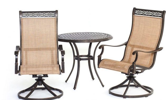 Hanover Manor 3 Piece Round Patio Bistro Set With Sling Back Swivel Chairs for size 1000 X 1000