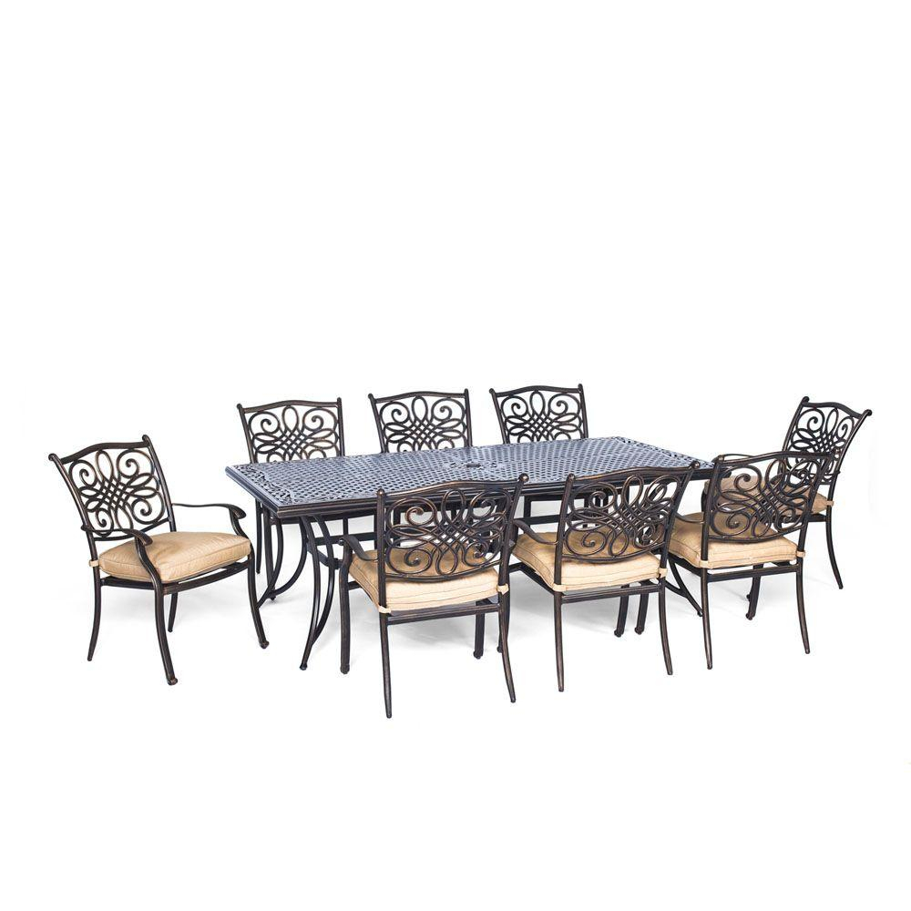 Hanover Traditions 9 Piece Aluminium Rectangular Patio throughout sizing 1000 X 1000