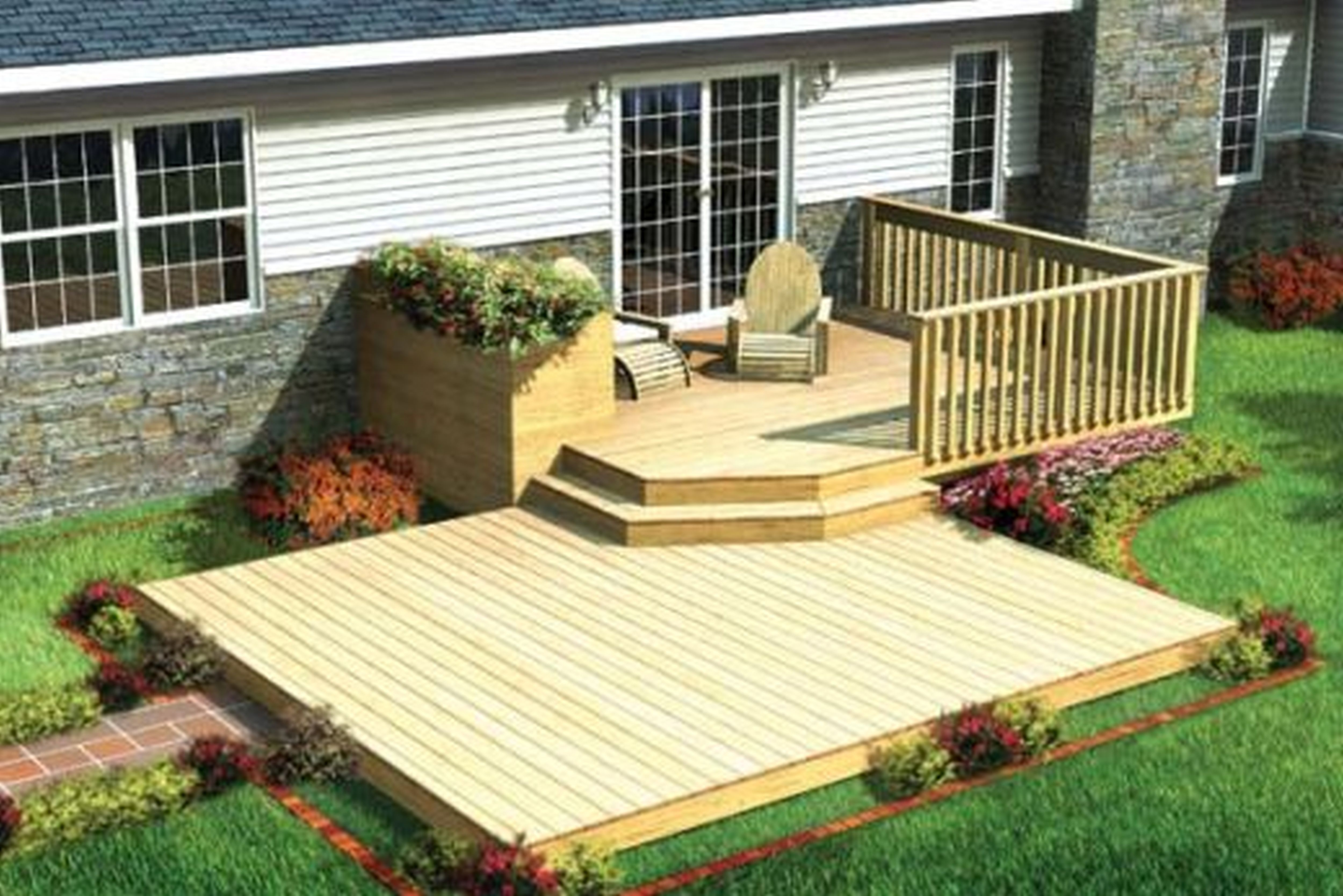 High Quality Outdoor Decks Wood Deck Designs Ideas Simple within dimensions 5000 X 3337