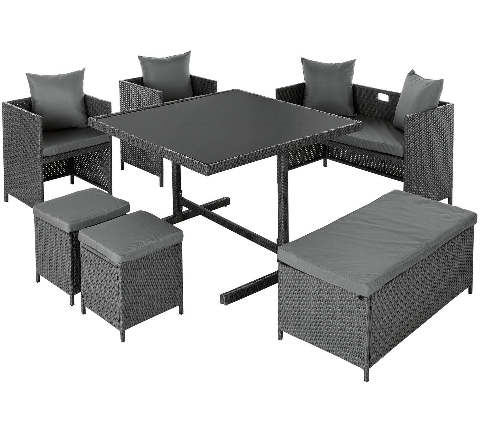 Home 8 Seater Rattan Effect Patio Set Grey Garden Table regarding sizing 1536 X 1382