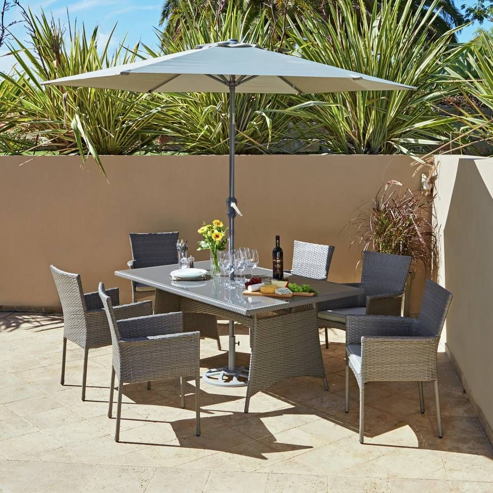 Home Havana 6 Seater Rattan Effect Patio Set Grey Garden for size 1000 X 1000