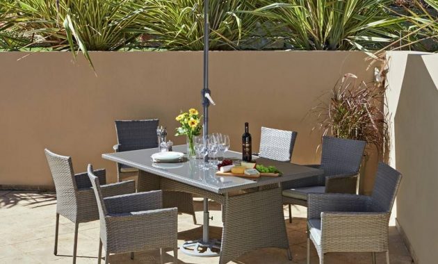 Home Havana 6 Seater Rattan Effect Patio Set Grey Garden inside sizing 1000 X 1000