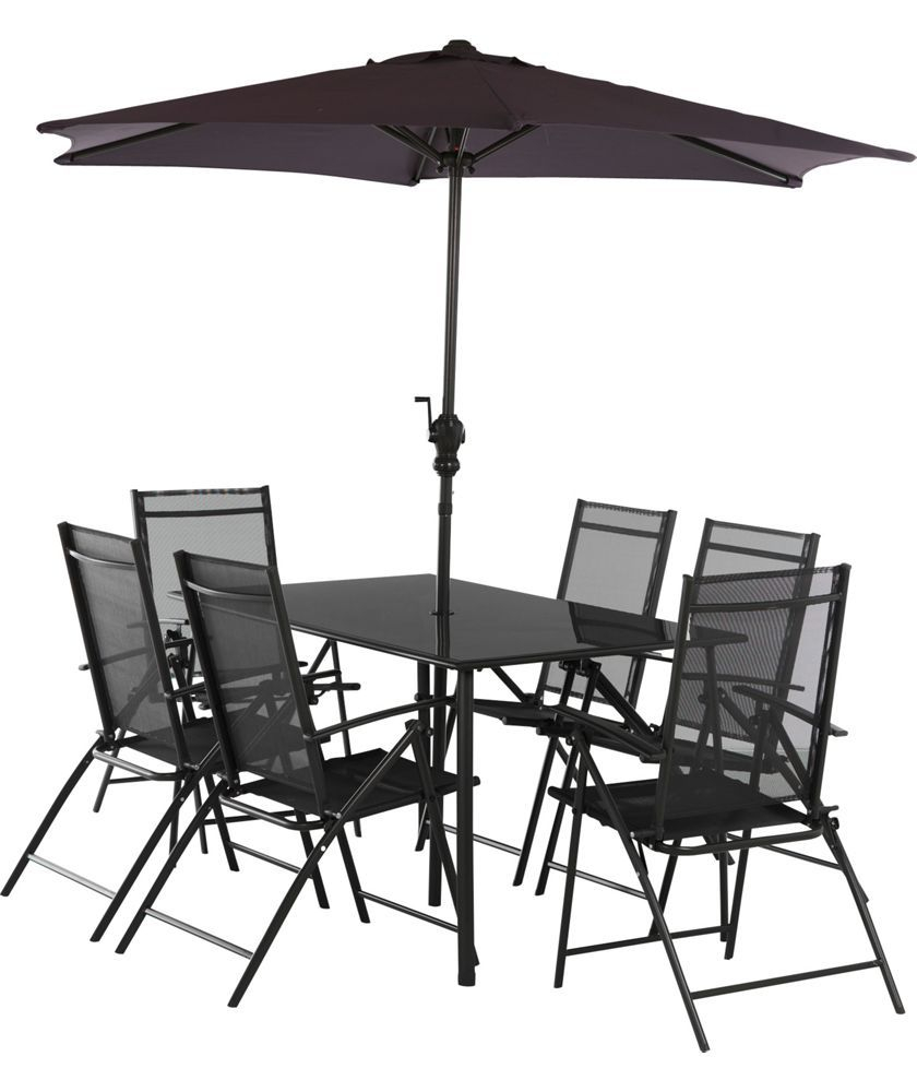 Home Milan 6 Seater Metal Patio Set Black Garden Table for proportions 840 X 1000