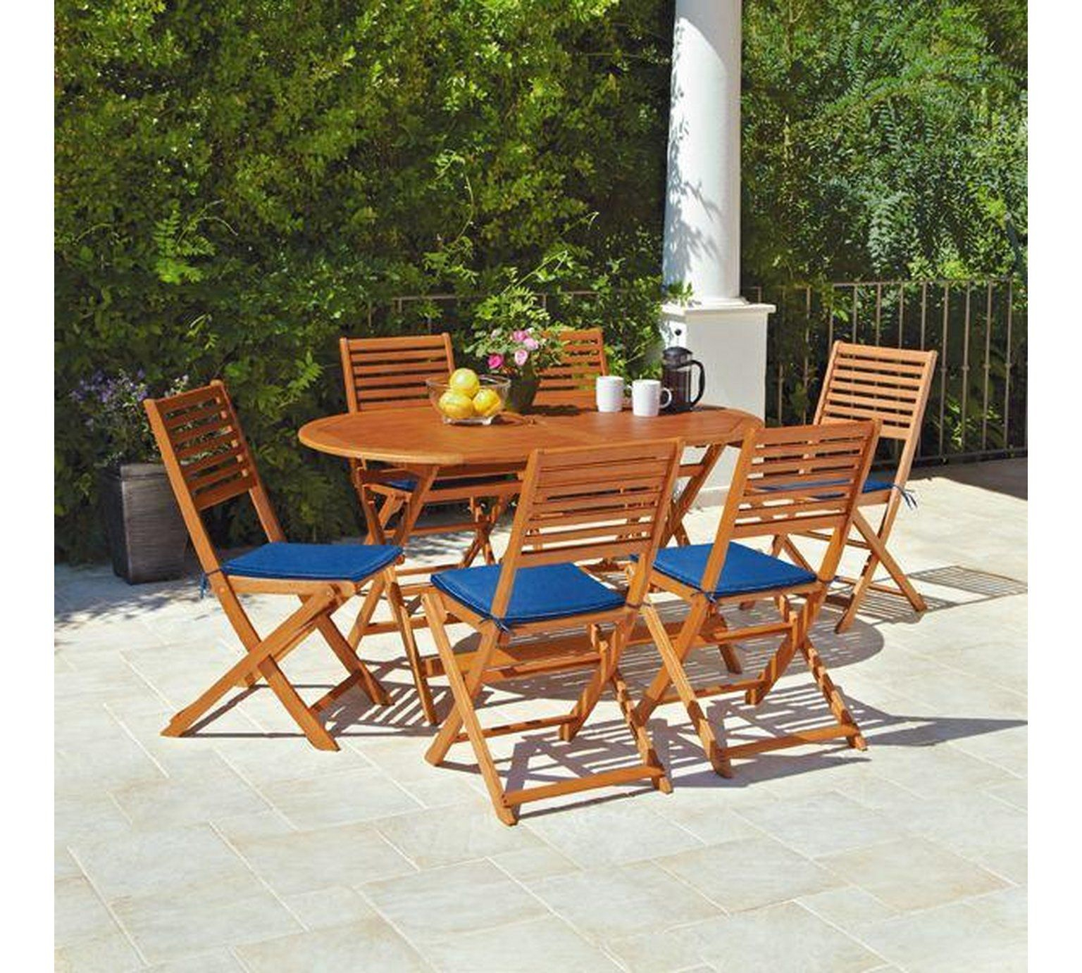 Home Newbury 6 Seater Wooden Patio Set Garden Table intended for proportions 1536 X 1382