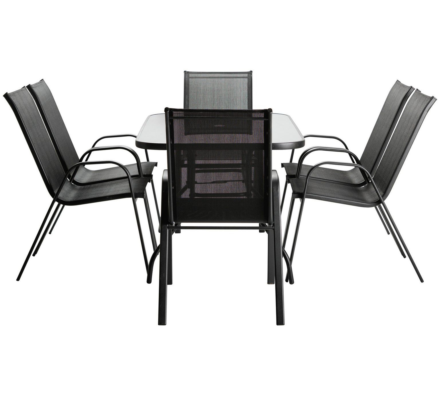Home Sicily 6 Seater Metal Patio Set Black Garden Table inside dimensions 1536 X 1382