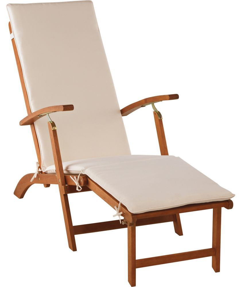 Home Wooden Sun Lounger With Cushion Cream Sun Lounger regarding measurements 840 X 1000