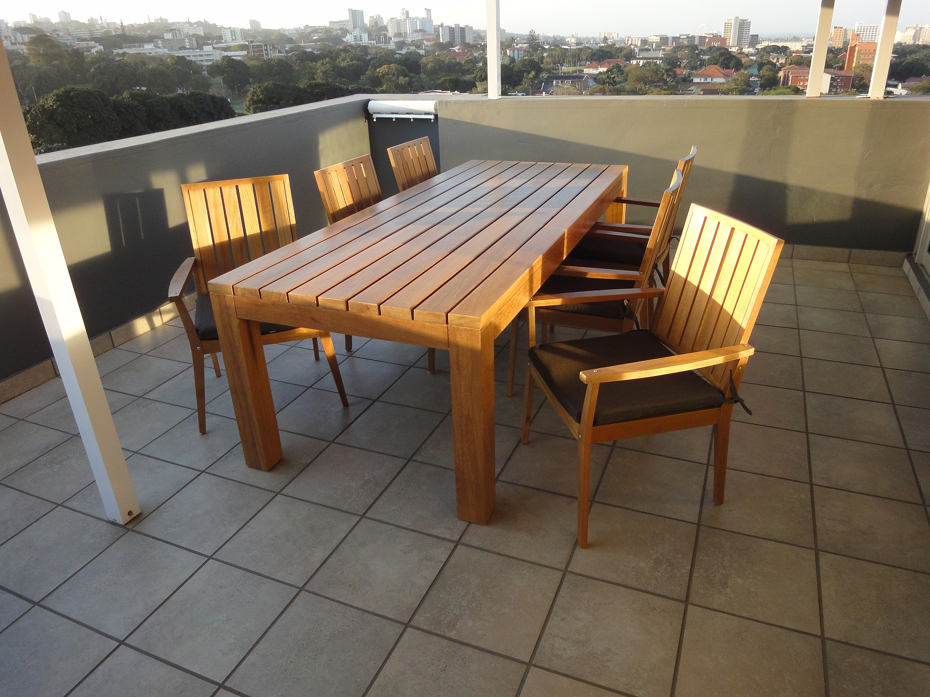 Iroko Outdoor Patio Table Chairs Suite Creative Woodworx pertaining to proportions 1824 X 1368