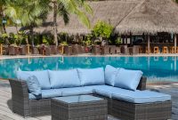 Jicaro Gray 5 Piece Wicker Outdoor Sectional Set With Light Blue Cushions intended for sizing 1000 X 1000