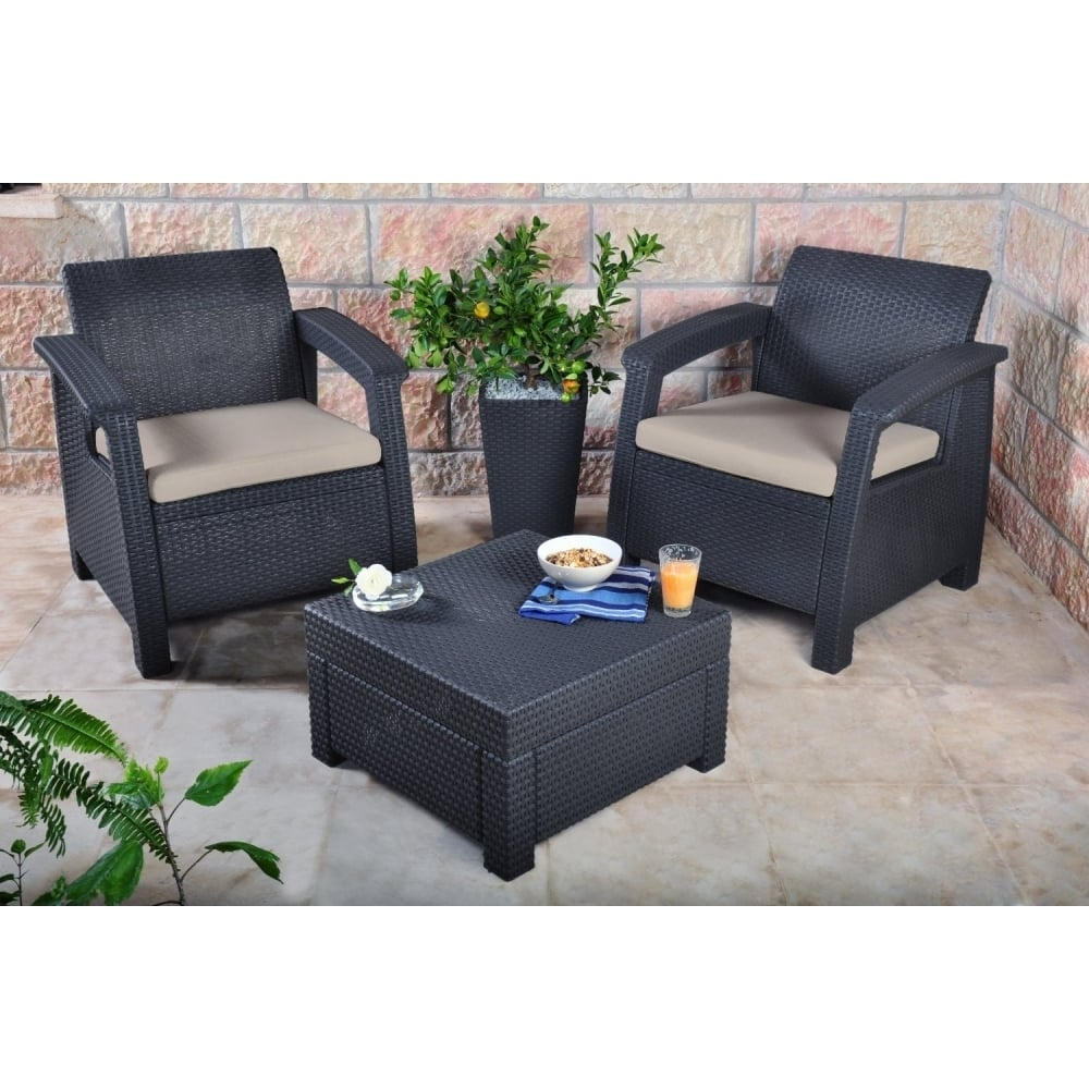 Keter Corfu 2 Seater Balcony Set Plastic Rattan with proportions 1000 X 1000