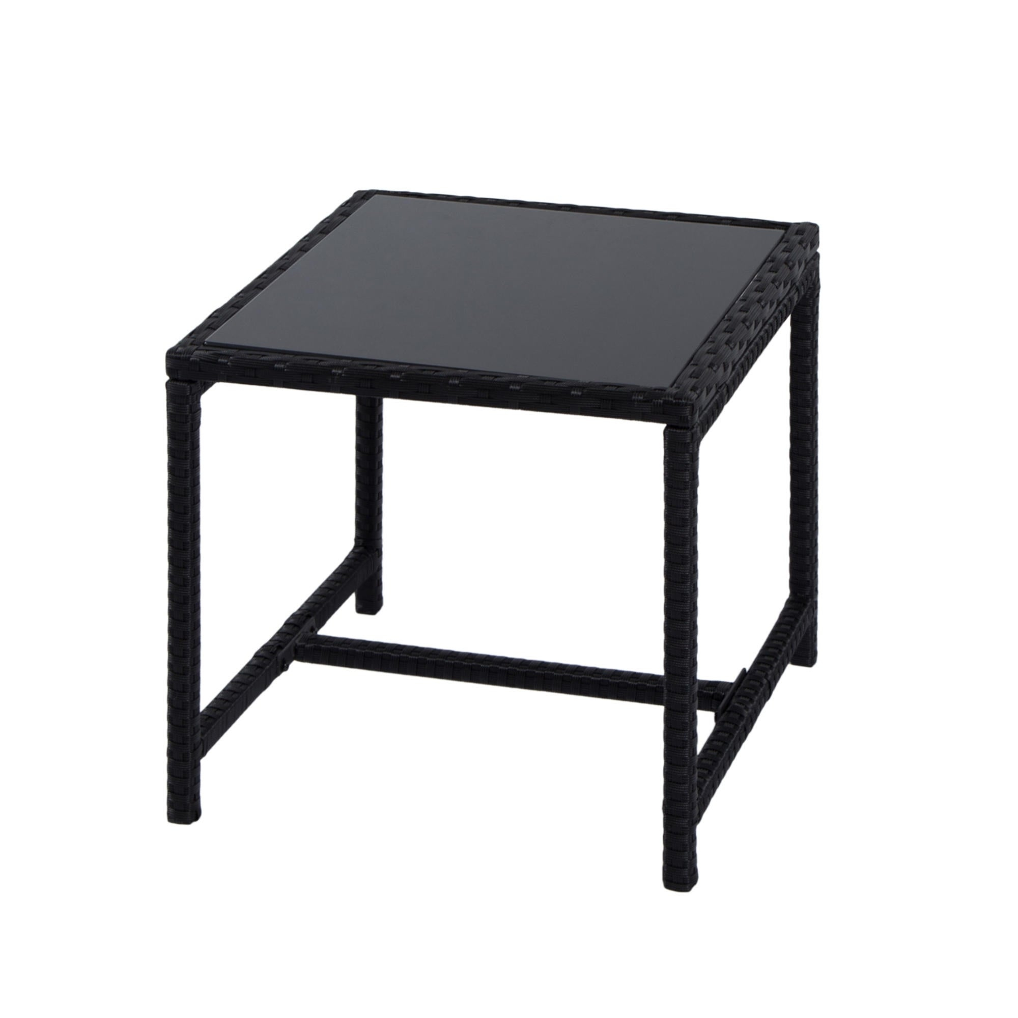 Kinbor Outdoor Square Wicker Table Wglass Top Patio Furniture Coffee Tea Table End Table in sizing 2000 X 2000