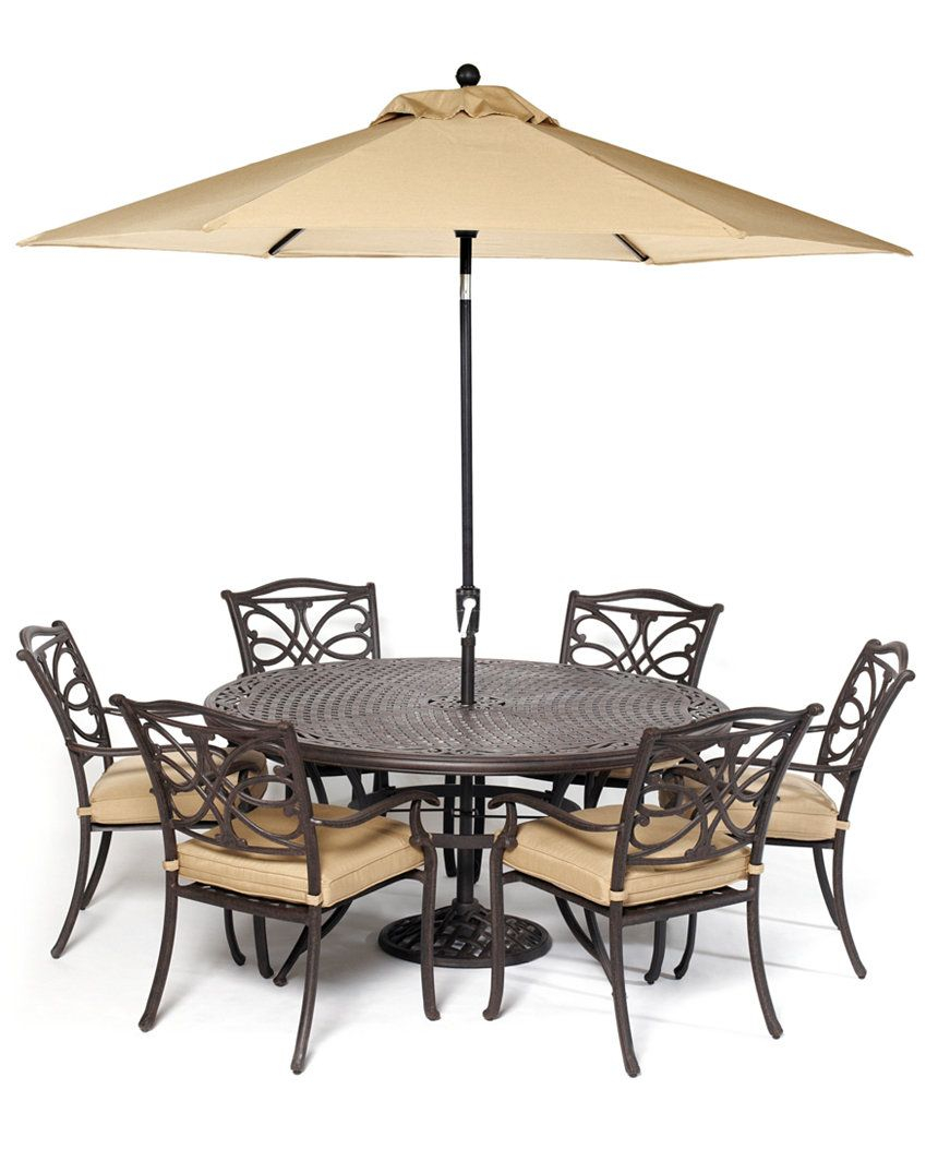 Kingsley Outdoor Cast Aluminum 7 Pc Dining Set 60 Round inside dimensions 860 X 1053