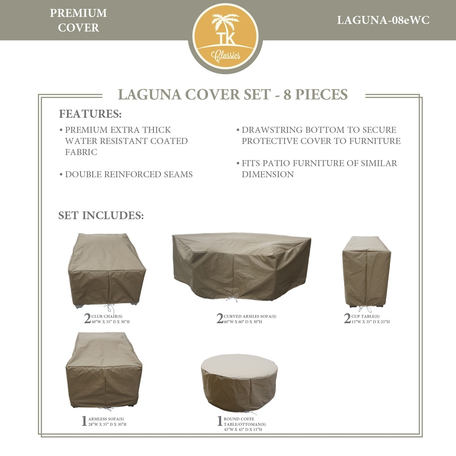 Laguna 08e Protective Cover Set Tie Beige Tk Classics pertaining to proportions 1600 X 1600