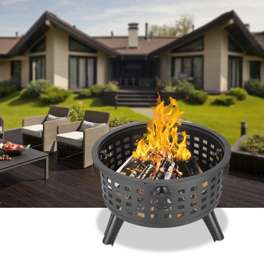 Large Outdoor Fire Pit Wood Burning Heater Backyard Patio Steel Bowl Fireplace for dimensions 1000 X 1000