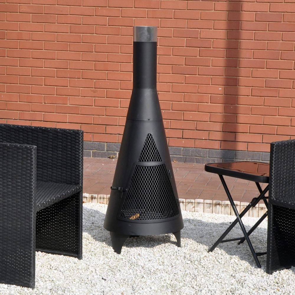 Large Tower Chiminea Garden Black Chimnea Outdoor Patio within measurements 1000 X 1000