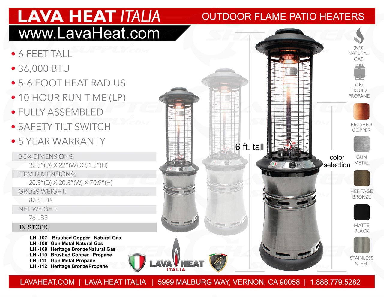 Lava Heat Italia Cylindrical Collopsable 6 Ft Commercial pertaining to dimensions 1280 X 989
