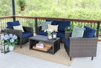 Leisure Made Draper 4 Piece Wicker Outdoor Conversation Set With Navy Cushions throughout dimensions 1000 X 1000